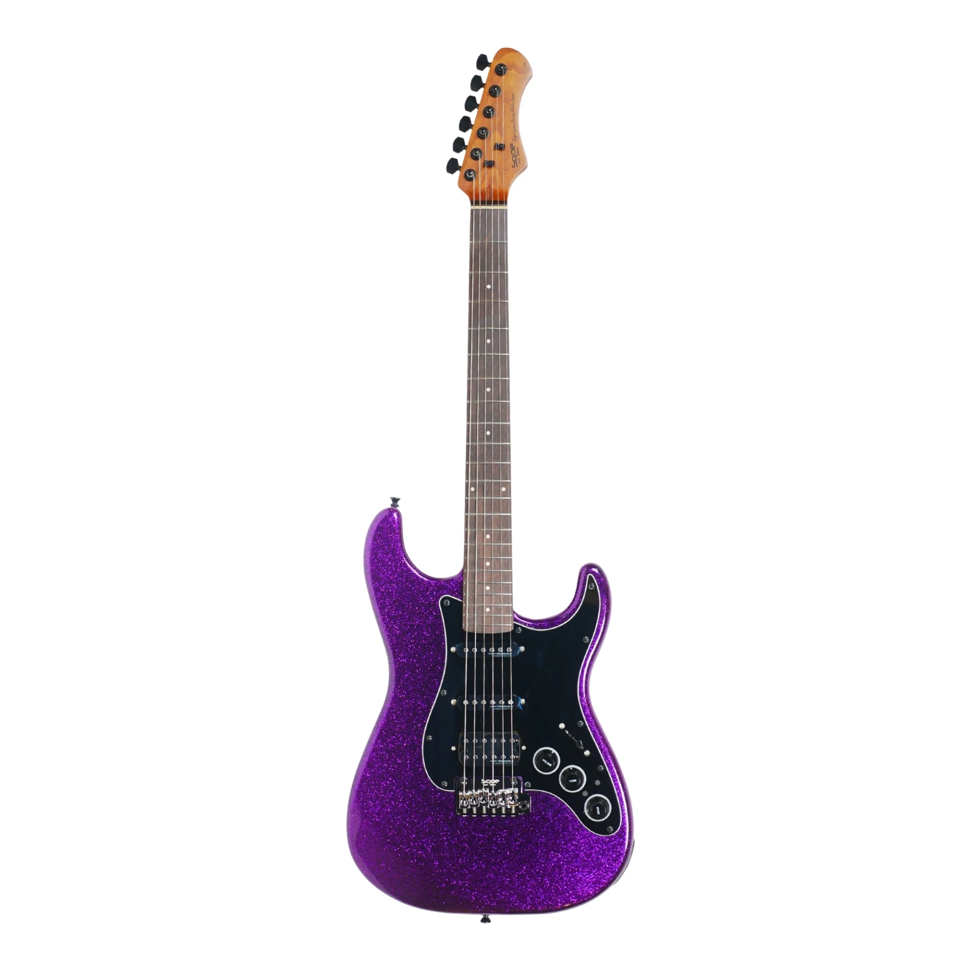 Sqoe SEST880 VVT HSS Roasted Maple Smart Electric Guitar, Phantom Purple