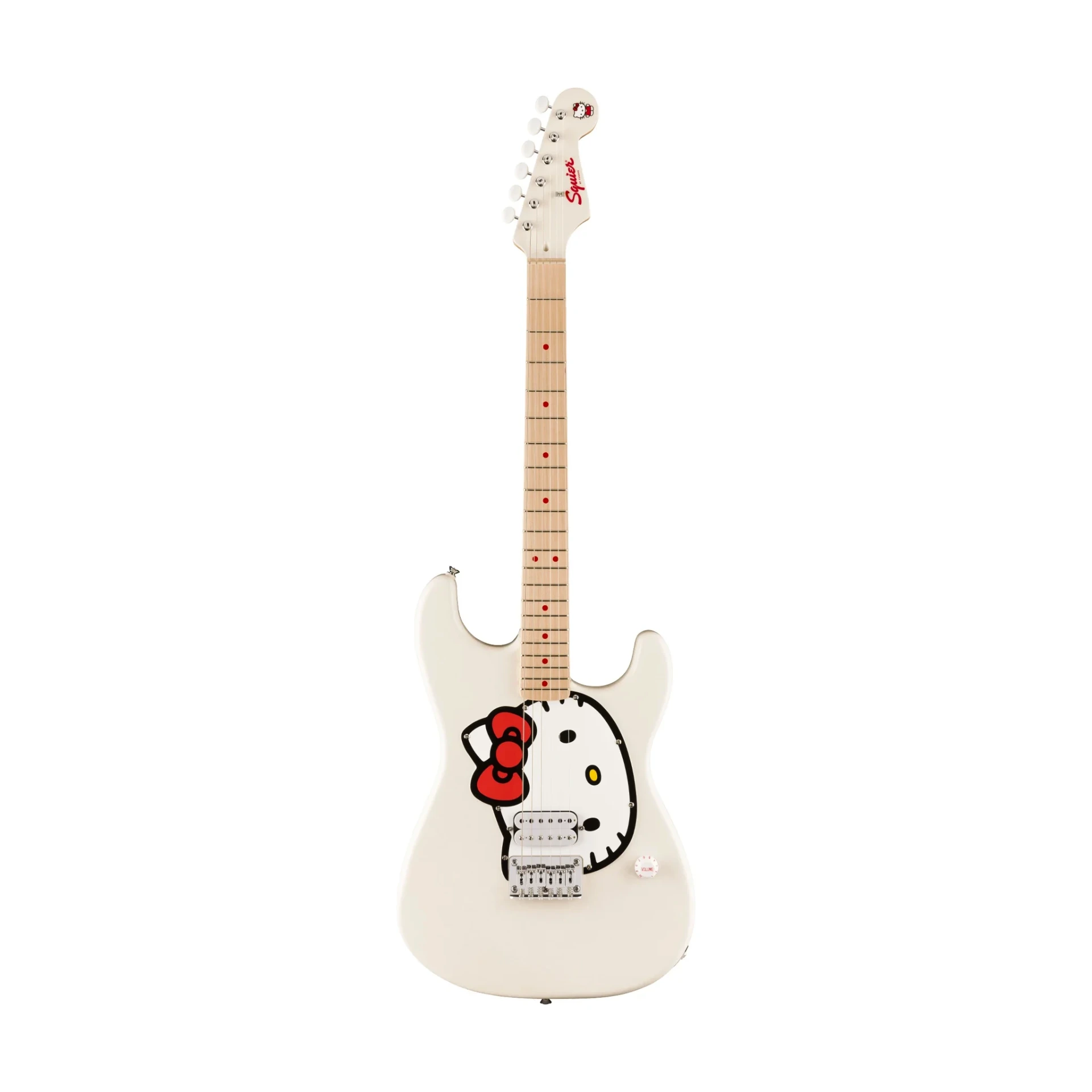 [F03-037-9102-980] Squier by Fender Limited Edition Hello Kitty Stratocaster Electric Guitar, Maple FB, White ( Fender® x Hello Kitty® )