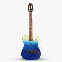 Sqoe SEGD900 Electroacoustic Silent Nylon Guitar with Piezo Pickups, Quilted Maple Top - Caribbean Fade Surf