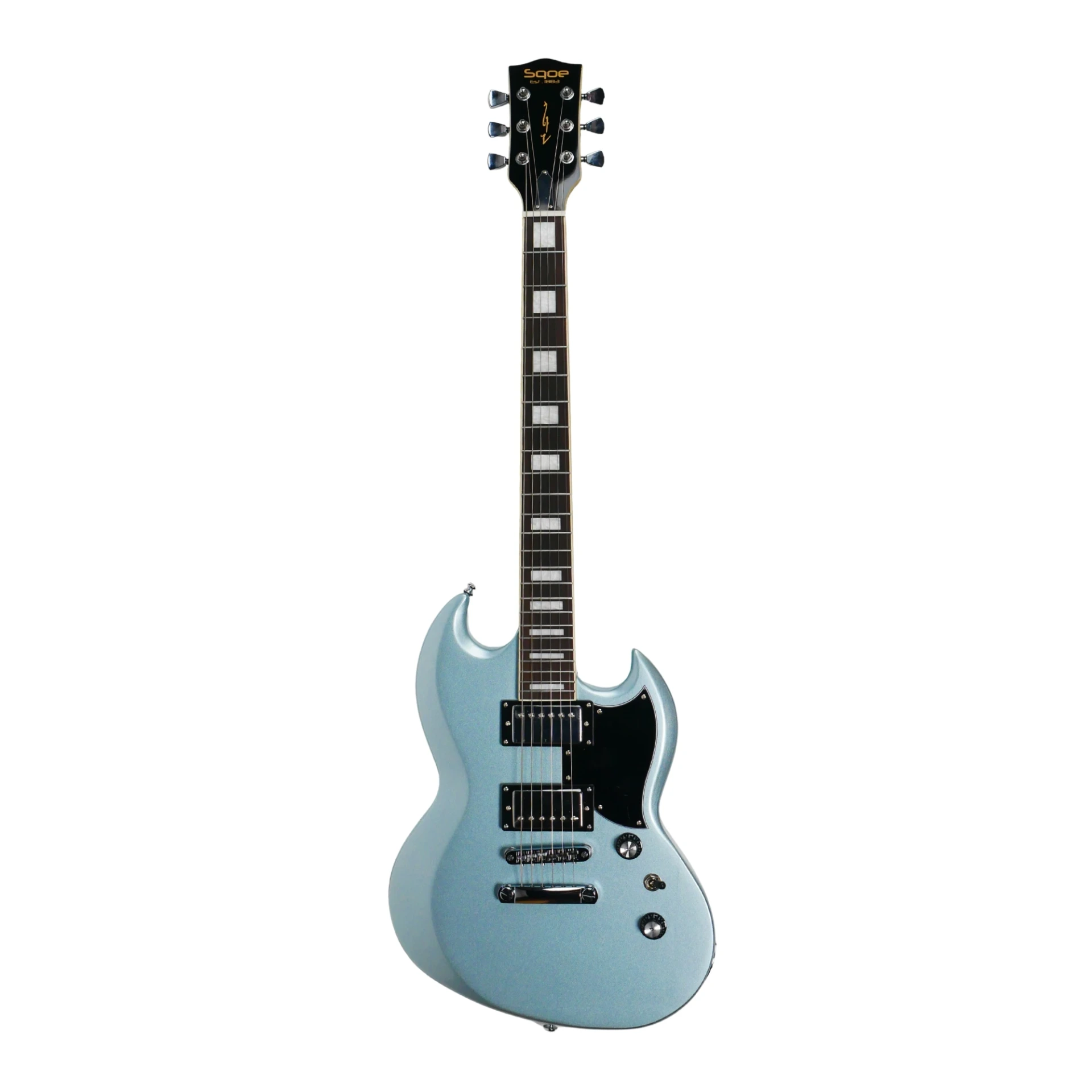 Sqoe SESG450 SBL SG Style Electric Guitar with Bag & Accessories - Frosted Blue