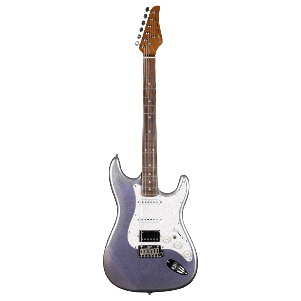 Sqoe SEST700 VTS Glitter Super Stratocaster HSS Electric Guitar w/Alter Switch, Purple Ice Flower