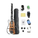 Donner HUSH-X Electric Guitar Kit, Travel Compact Guitar Build in Effect, Natural