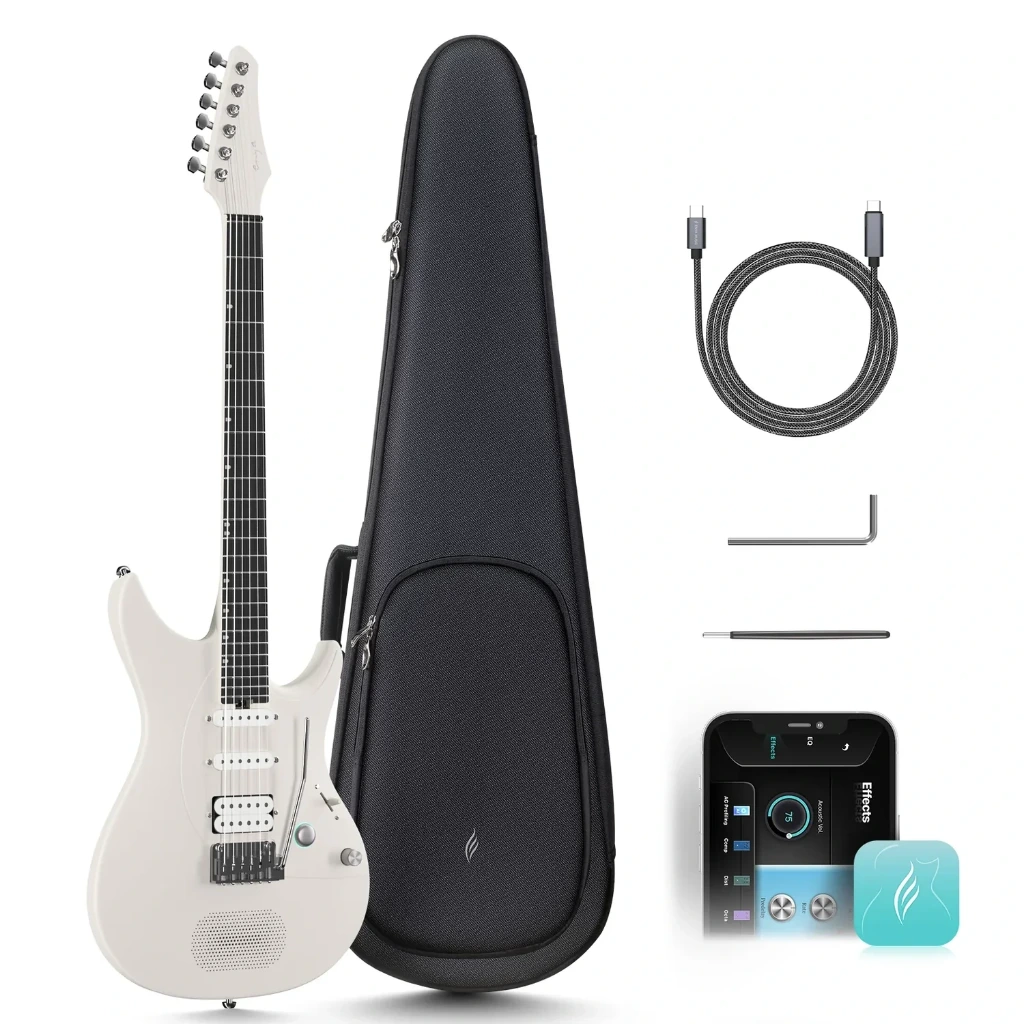 [6974566105353] Enya Inspire Smart Electric Guitar, Smart App, Built-in Speaker 15W - Ivory White
