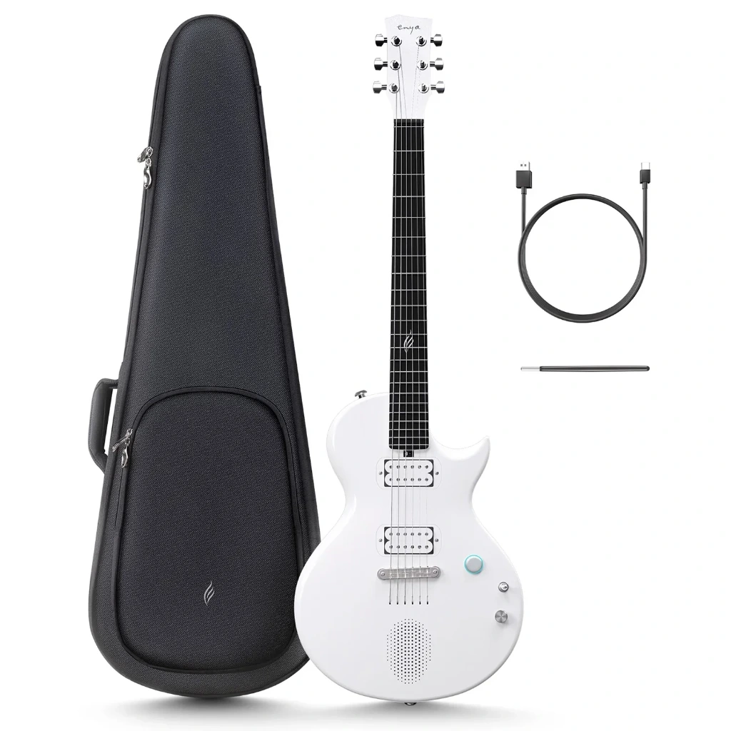 Enya Nova Go Sonic Electric Guitar, Built-In Speaker, Smart Guitar - White
