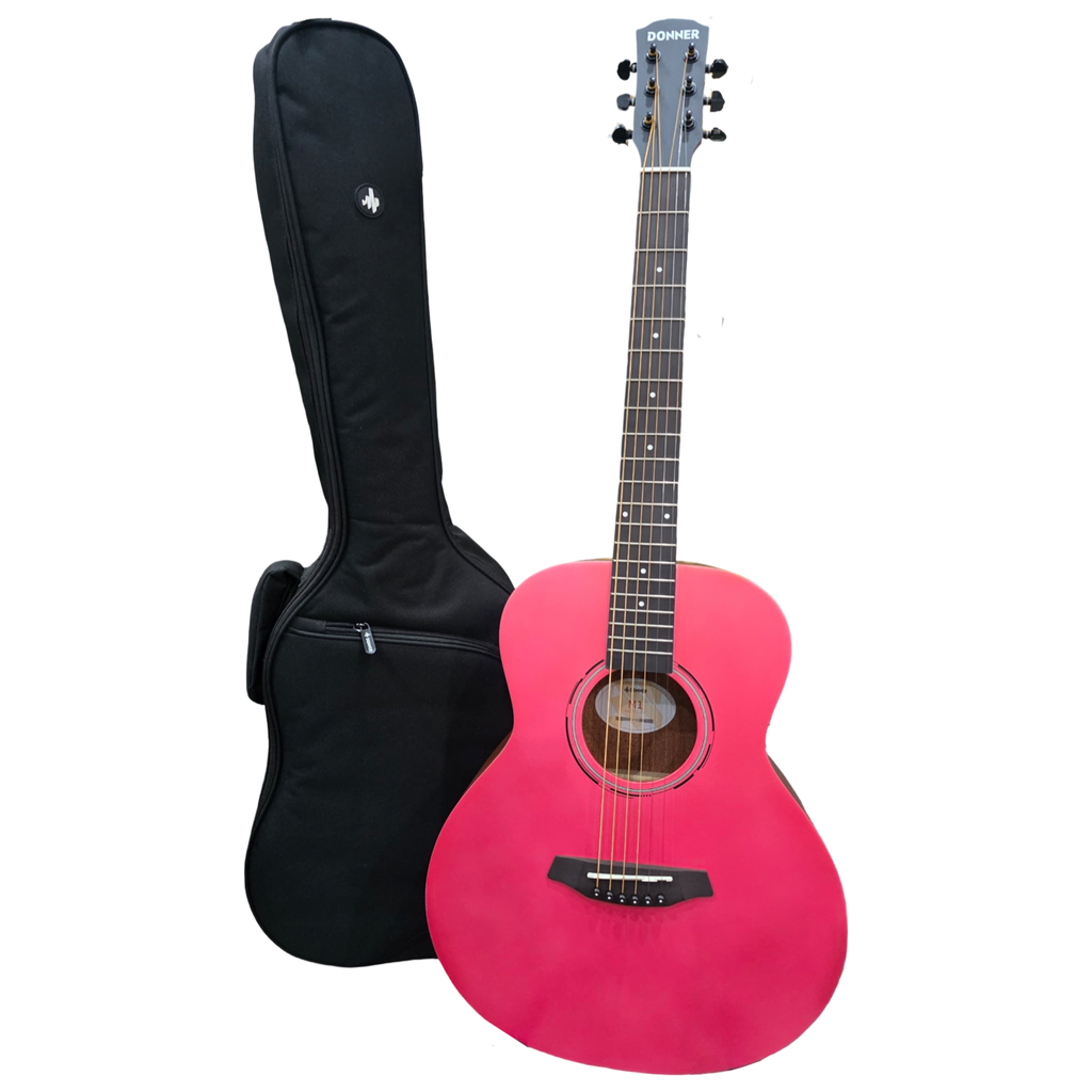 Donner M1 3/4 Travel Acoustic Guitar With Bag, Red