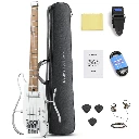 Donner HUSH-X Pro Electric Guitar Kit, Travel Compact Guitar Build in Effect, White