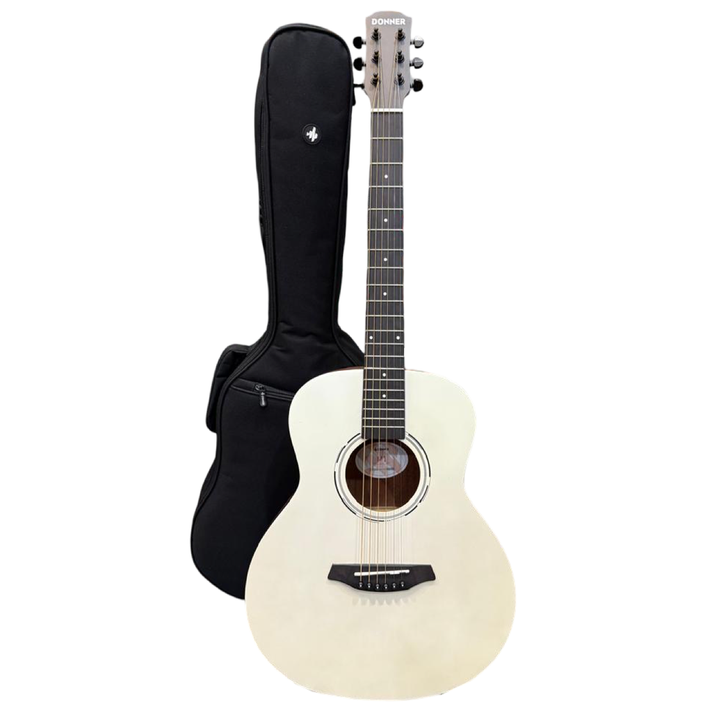 [DONNER-M1-WH] Donner M1 3/4 Travel Acoustic Guitar With Bag, White