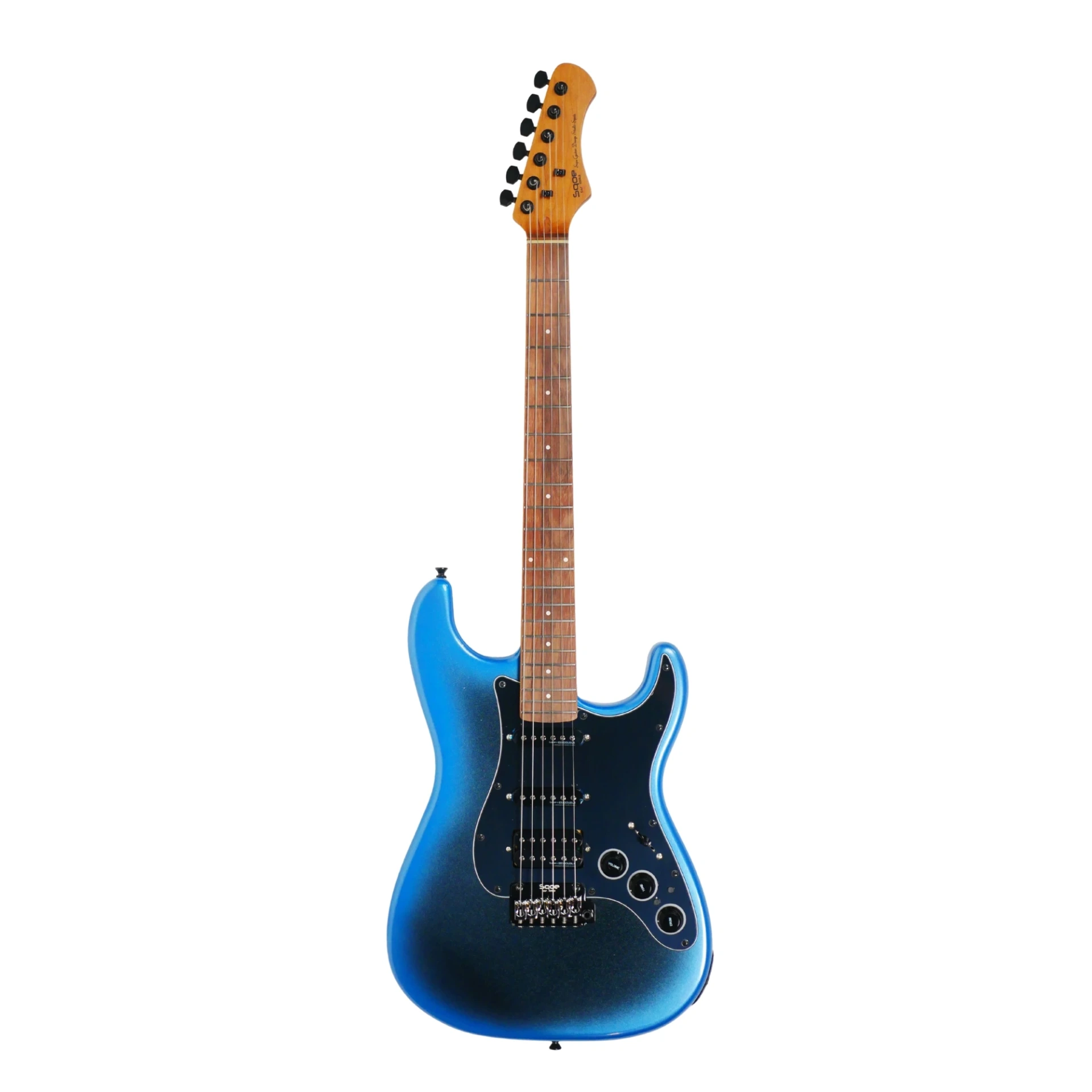 Sqoe SEST880 VBL HSS Roasted Maple Smart Electric Guitar, Dark Knight Blue