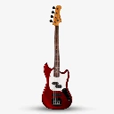Sqoe SJB400 RD Short Scale 4 String Jazz Bass Guitar, Roasted Maple Neck, Rosewood Fretboard - Red