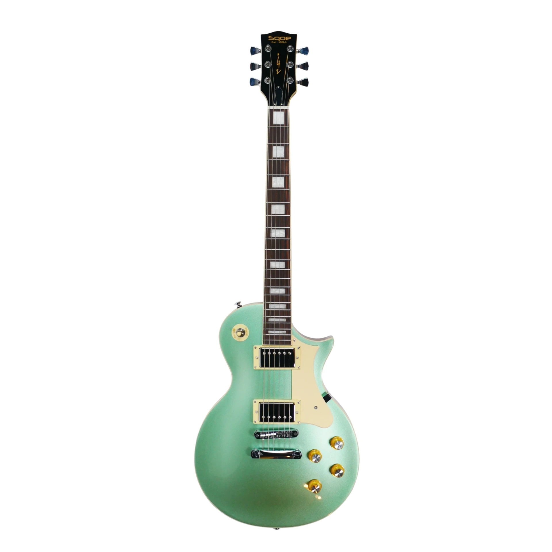 SQOE SELP110 MGR Les Paul Body HH Electric Guitar Rosewood Fretboard - Metallic Green