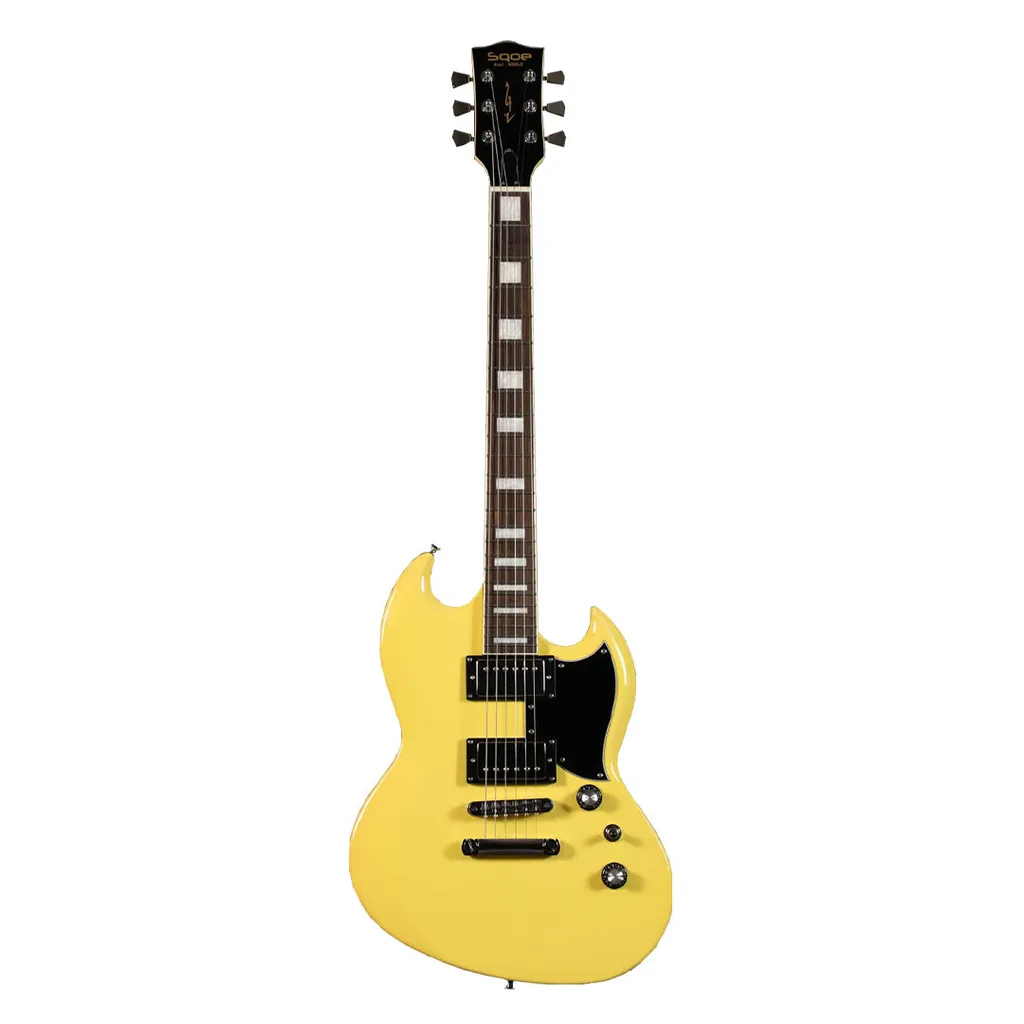 Sqoe SESG450 YO SG Style Electric Guitar with Bag & Accessories - Yellow