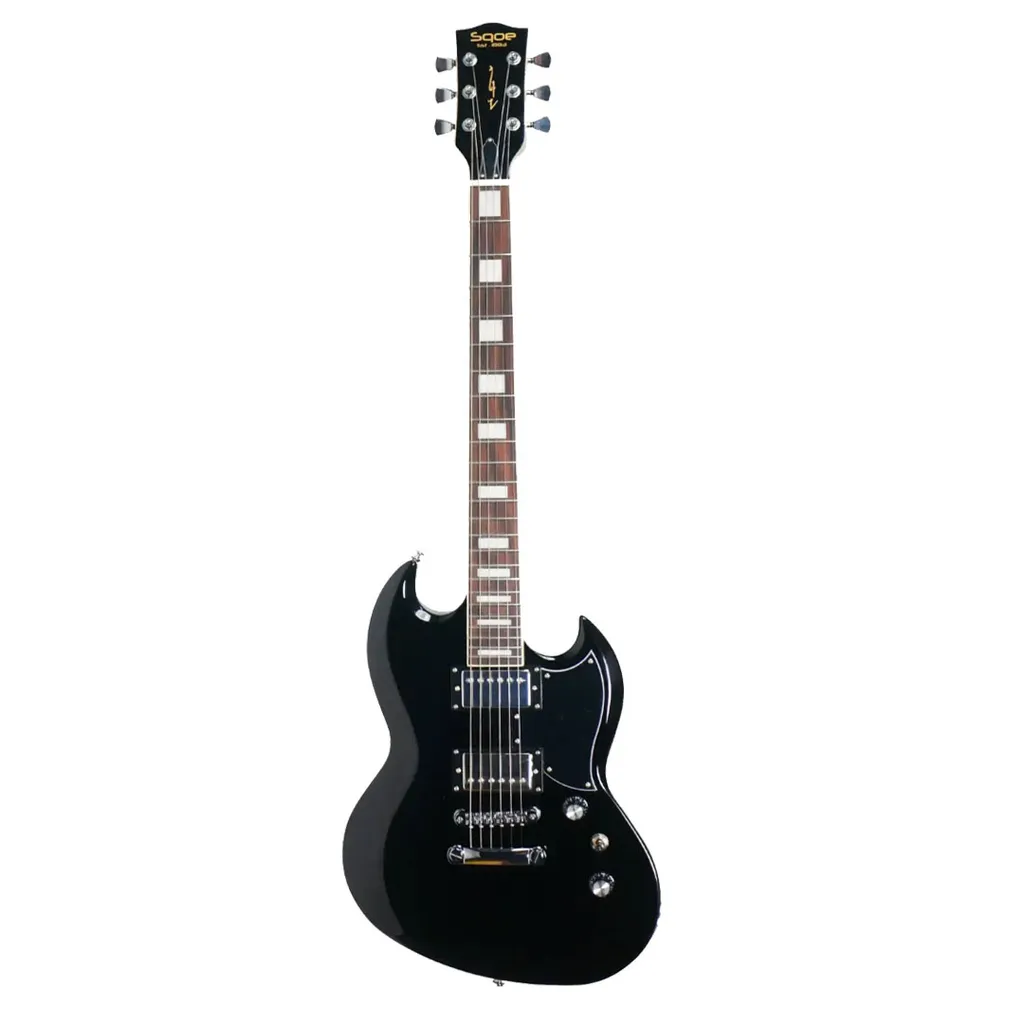 Sqoe SESG450 BK SG Style Electric Guitar with Bag & Accessories - Black